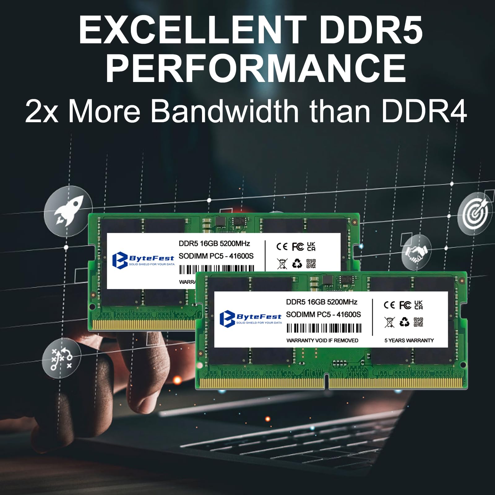 DDR5 RAM 32 GB (2 x 16 GB) 5200 MHz SODIMM PC5-41600 CL42 1,1 V 262-pinowa pamięć RAM do laptopa