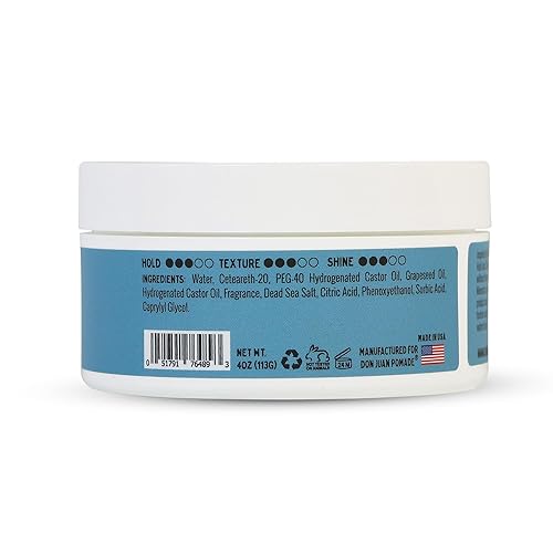 Miniatura 5 de Don Juan Pomada de sal marina  a base de agua  fijación media  brillo medio  Extractos de plantas naturales y minerales oceánicos  Aroma de cera de