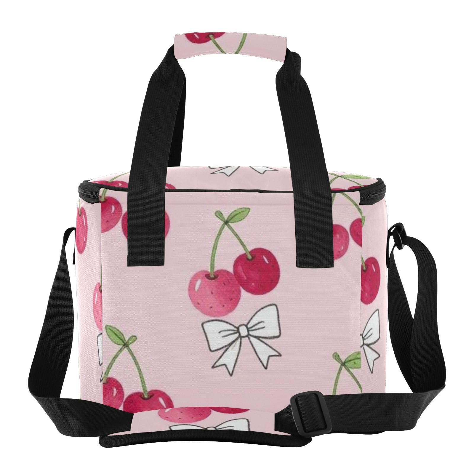 Wudan Blush Cherry Bow Tkanina Termiczna Torba Na Lunch Jeden Rozmiar Ręczny Plaża Pracownicy Biurowi
