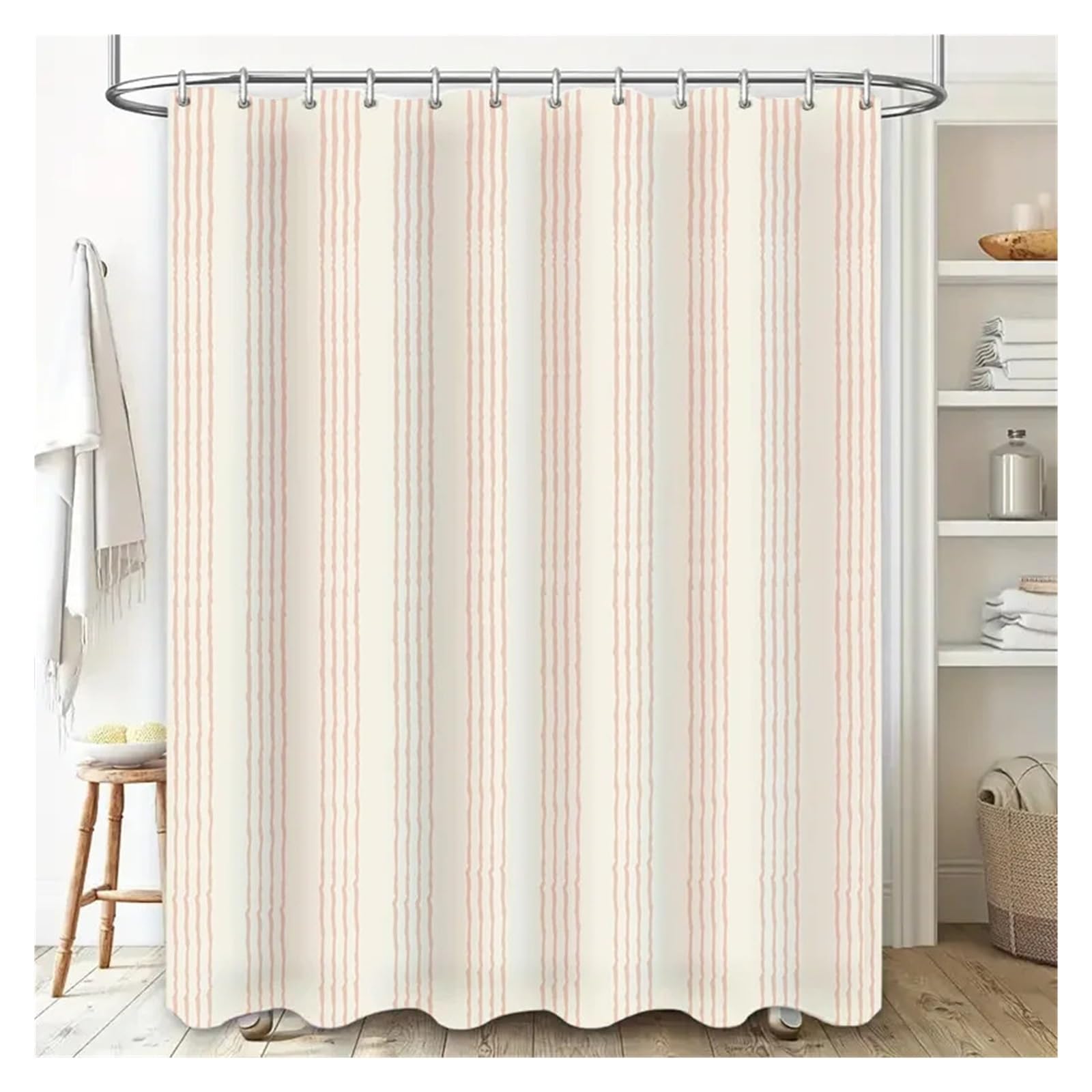 PIGENEQW Shower Liner Cloth Waterproof White Striped Bath Mat Waterproof Shower Curtain Home Decor(150x180cm)