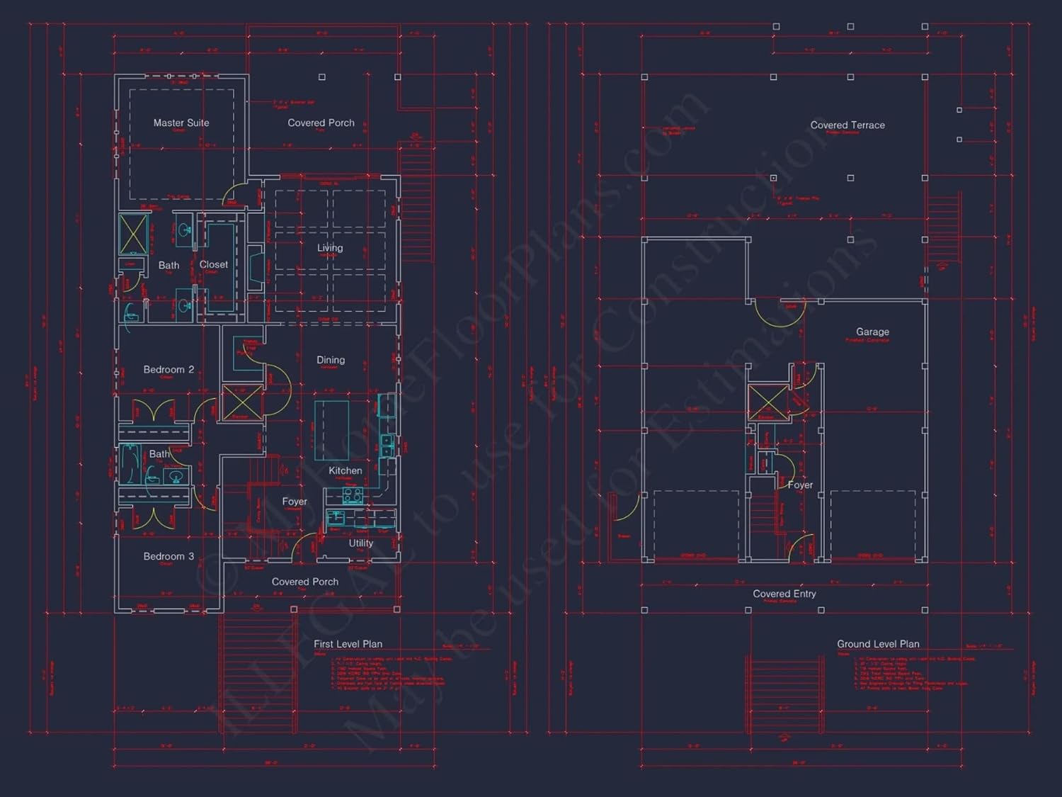 20-1636 HOUSE PLAN - Modern Coastal House Plan with CAD Designs and Spacious Layout