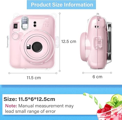 Miniatura 4 de MUZIRI KINOKOO Funda transparente compatible con cámara instantánea Fuji Instax Mini 12Polaroid Mini 12, funda rígida de PVC con bolsillo para fotos