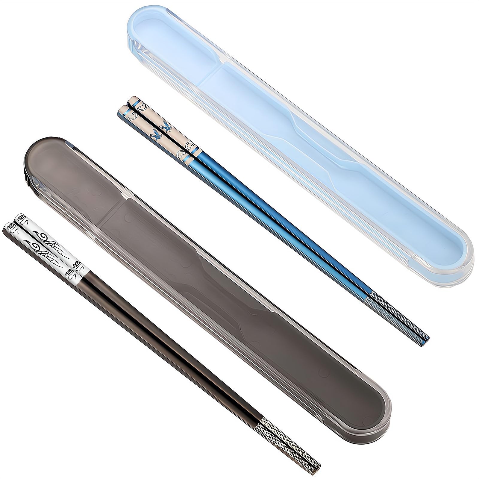 Stainless Steel Chopsticks with Case - Black Phoenix -9