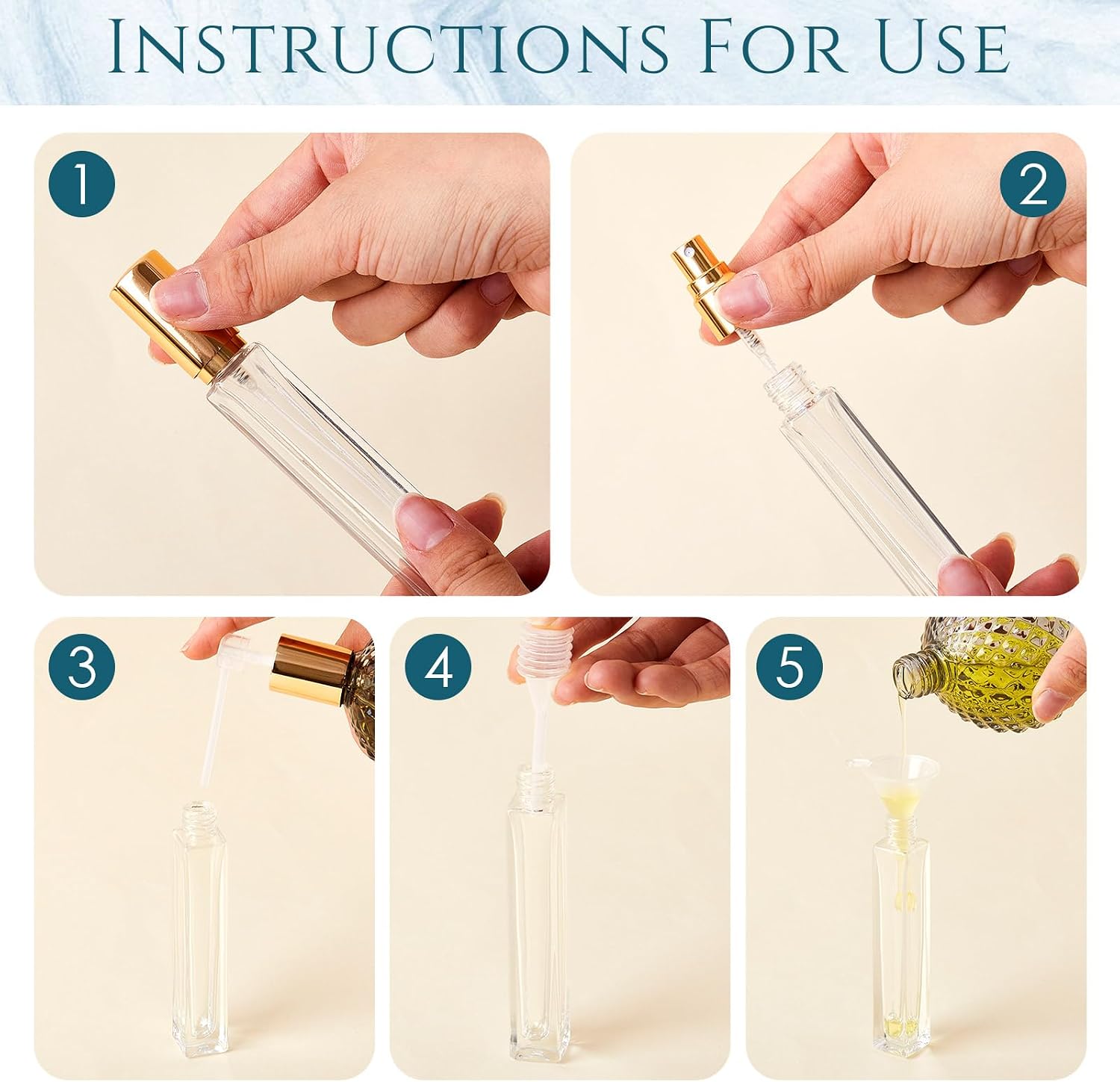 Domensi 1 Pcs 10/15/20/30 ml Perfume Travel Refillable Glass Bottles Spray Bottle Perfume Atomizer for Cologne Dispenser Leak-proof Fragrance Bottles Atomizer Pump Kit (10 Ml, Gold) image 5