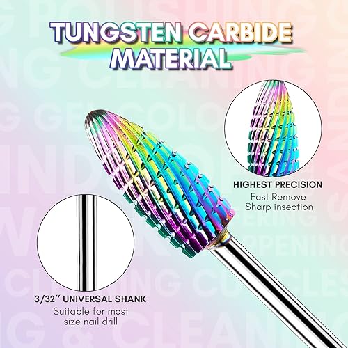 Miniatura 5 de Makartt Organizador de esmalte de uñas, soporte universal transparente para 48 botellas con juego de brocas de uñas, 10 brocas de carburo de