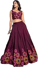 Woman's perfectly Navratri Collection Tussar Silk Lehenga Choli Flower Print with Foil Work