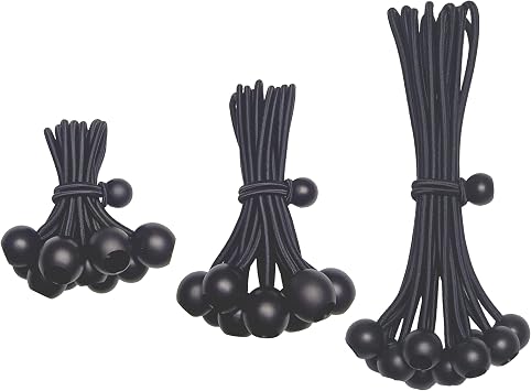 Bungee Cords with Balls 30 Pack, Ball Bungee Cords in Three Sizes 4 "6" 9", UV Resistant, Antioxidant, Secure Tie Down. 30, Black