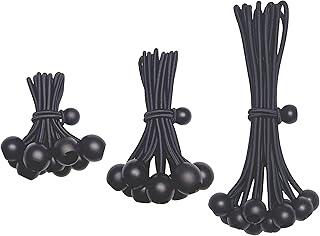 Bungee Cords with Balls 30 Pack, Ball Bungee Cords Comes in Three Sizes: 4 "6" 9", UV Resistant, Antioxidant, Secure Tie Down. (30, Black)