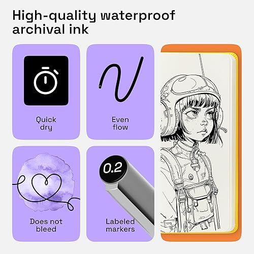 Miniatura 4 de ARTISTRO Juego de 9 marcadores punta fina - Marcadores micro negros con puntas ultra finas para dibujo, bocetos, escritura, diario y ilustración