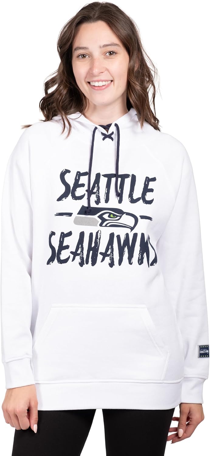Ultra Game Women's NFL Official Super Soft Tie Neck Hoodie Sweatshirt