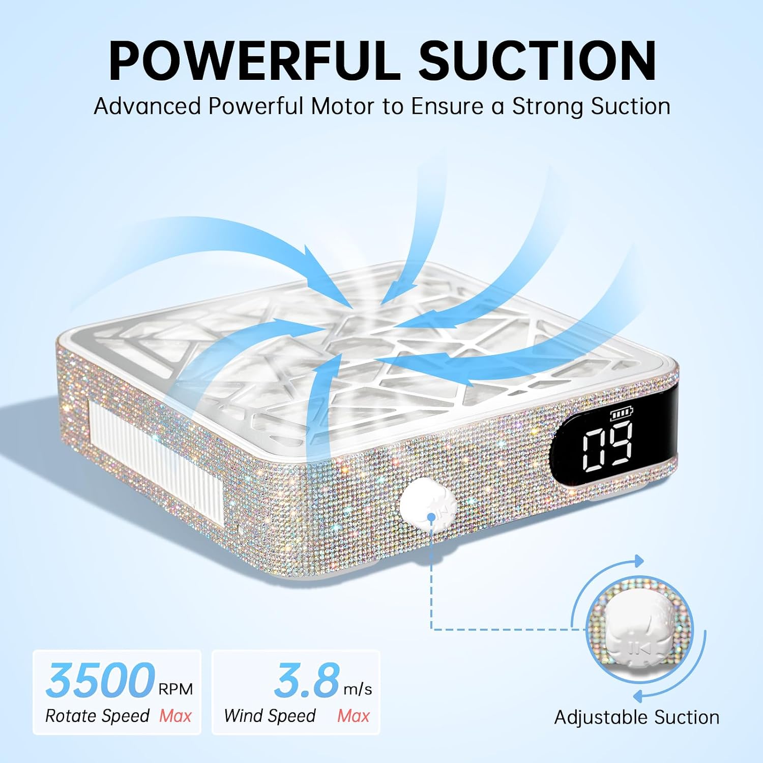 Rechargeable Sparkly Nail Lamp Cordless Nail Dryer & Nail Dust Collector Powerful Nail Dust Vacuum with Reusable Filter