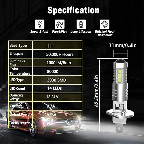 Miniatura 17 de 14 Piezas 3030 Chipsets luces antiniebla Amarillo Dorado,Azul (Ice Blue),Blanco Xenón