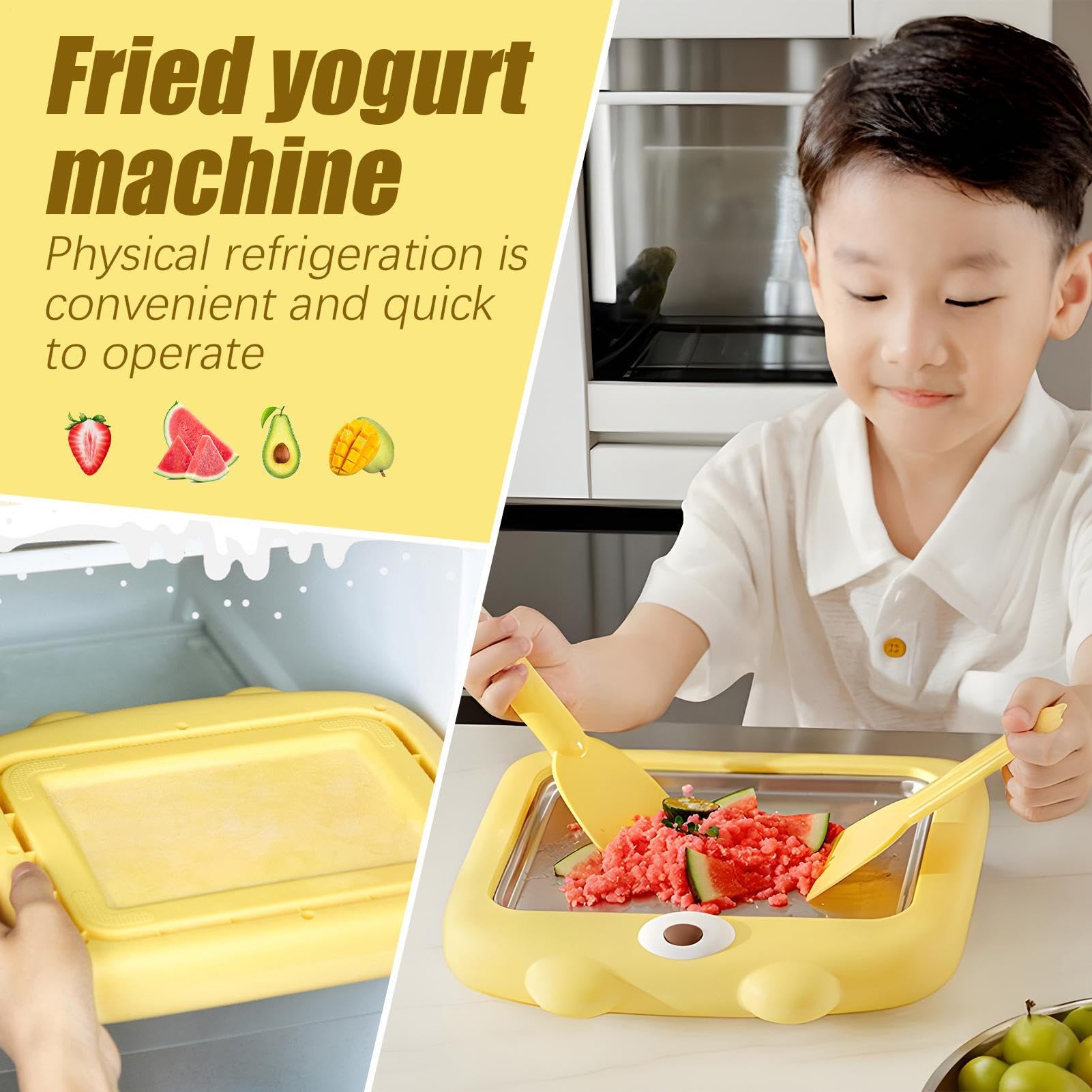 Friggitrice per yogurt | Congelatore Yogurt Maker Vassoio con spatole,Versatile Padella per domestico per adulti adolescenti amici bambini attività familiari