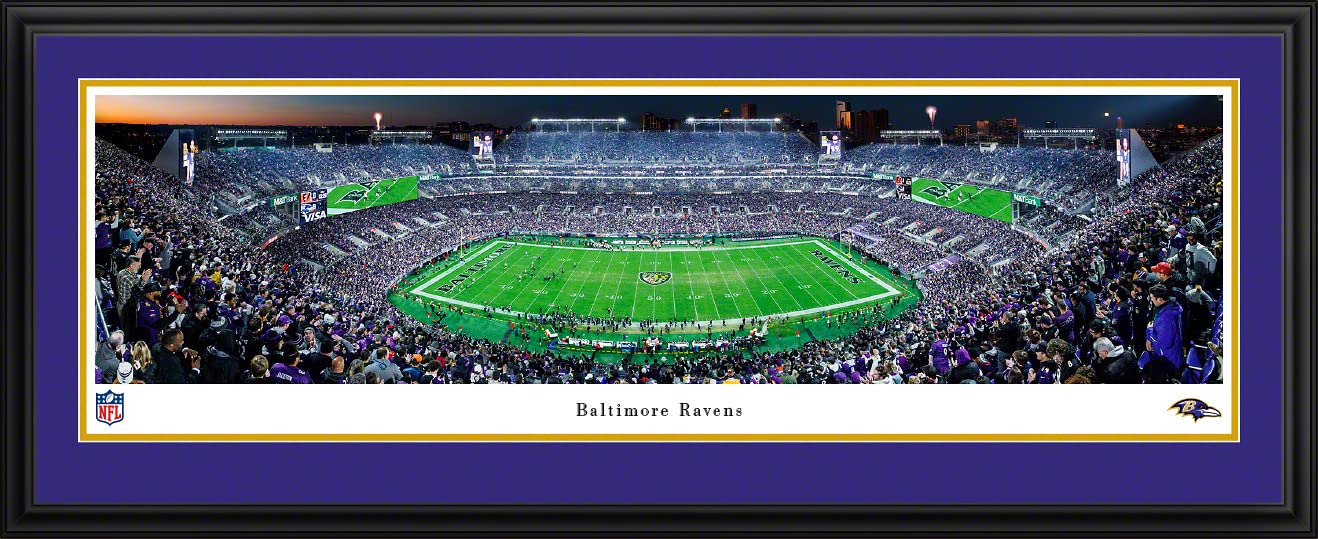 Baltimore Ravens Football - 44x18-inch Double Mat, Deluxe Framed Picture by Blakeway Panoramas