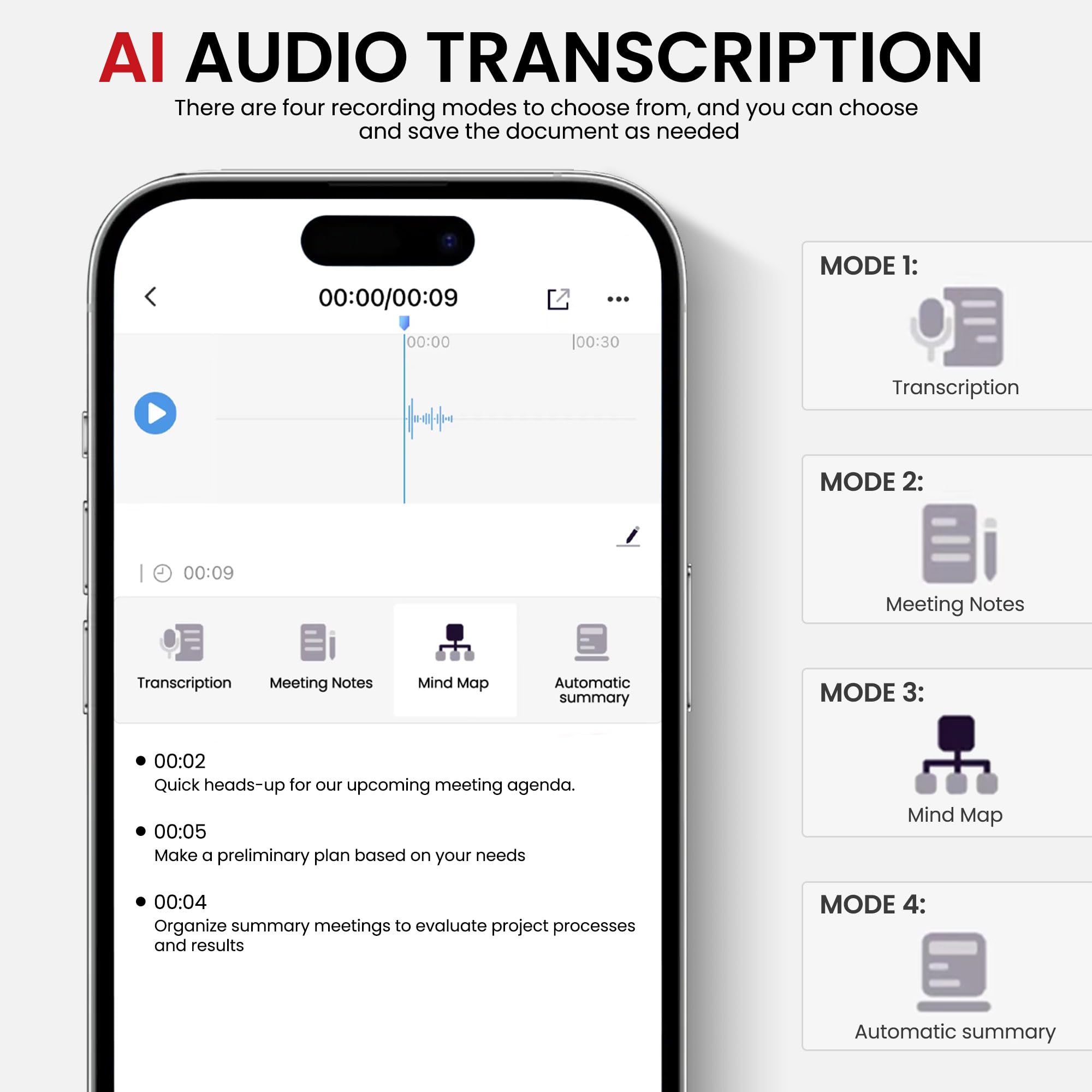 Grabadora de voz con IA, grabadora de voz digital magnética con transcripción y resumen potenciada por ChatGPT, grabadora de audio para conferencias, reuniones, llamadas, grabadora de audio portátil