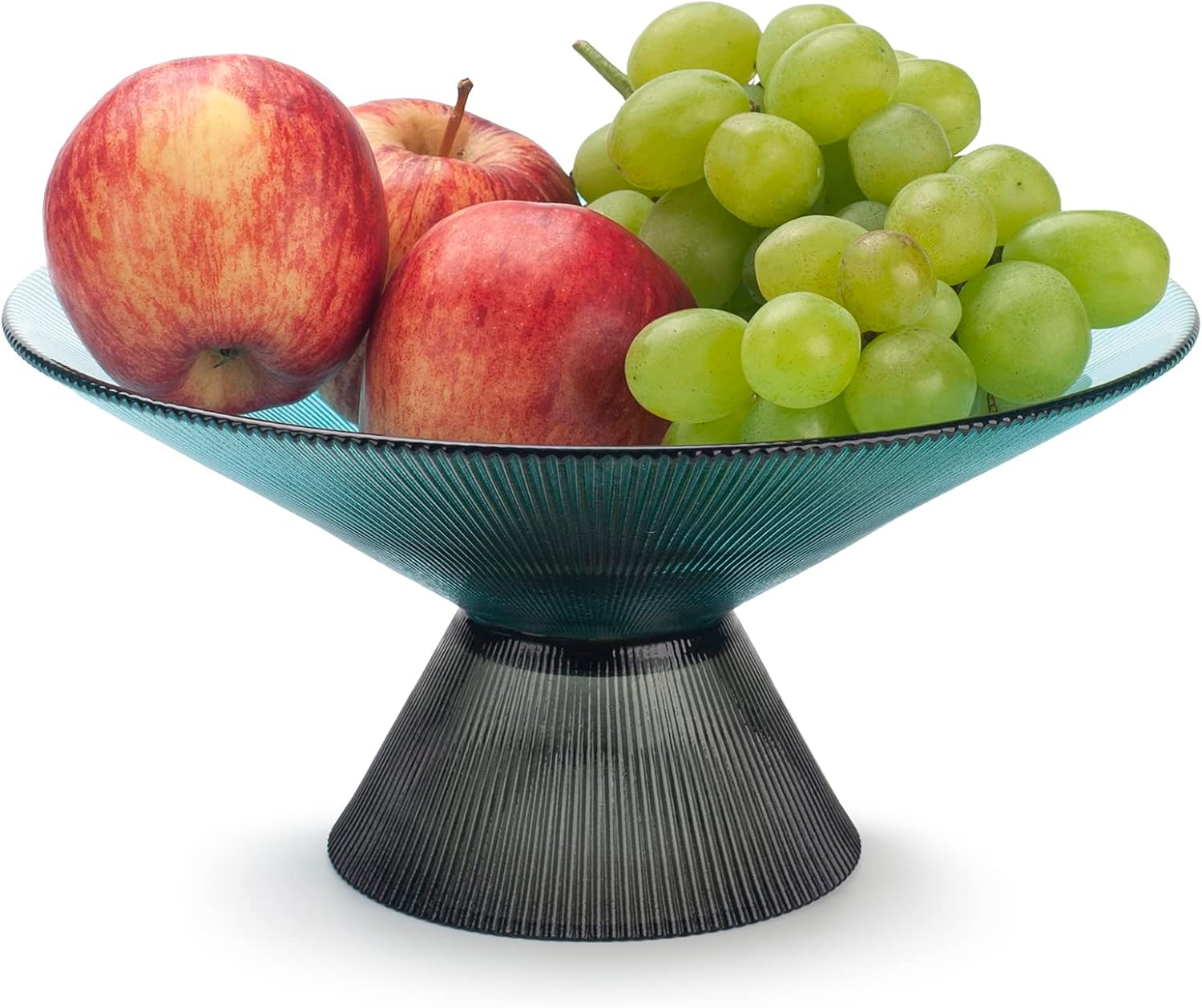CESTATIVO Fruit Bowl for Kitchen Counter, Glass Fruit Basket, Pedestal