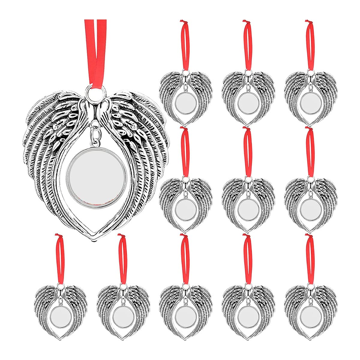 Alixo Indigob09p4tj9wg Ningwang 12Pcs Angel Wing Shape Blank Hot Transfer Printing Sublimation Ornament Decoration For Christmas Tree Decor Xmas Party