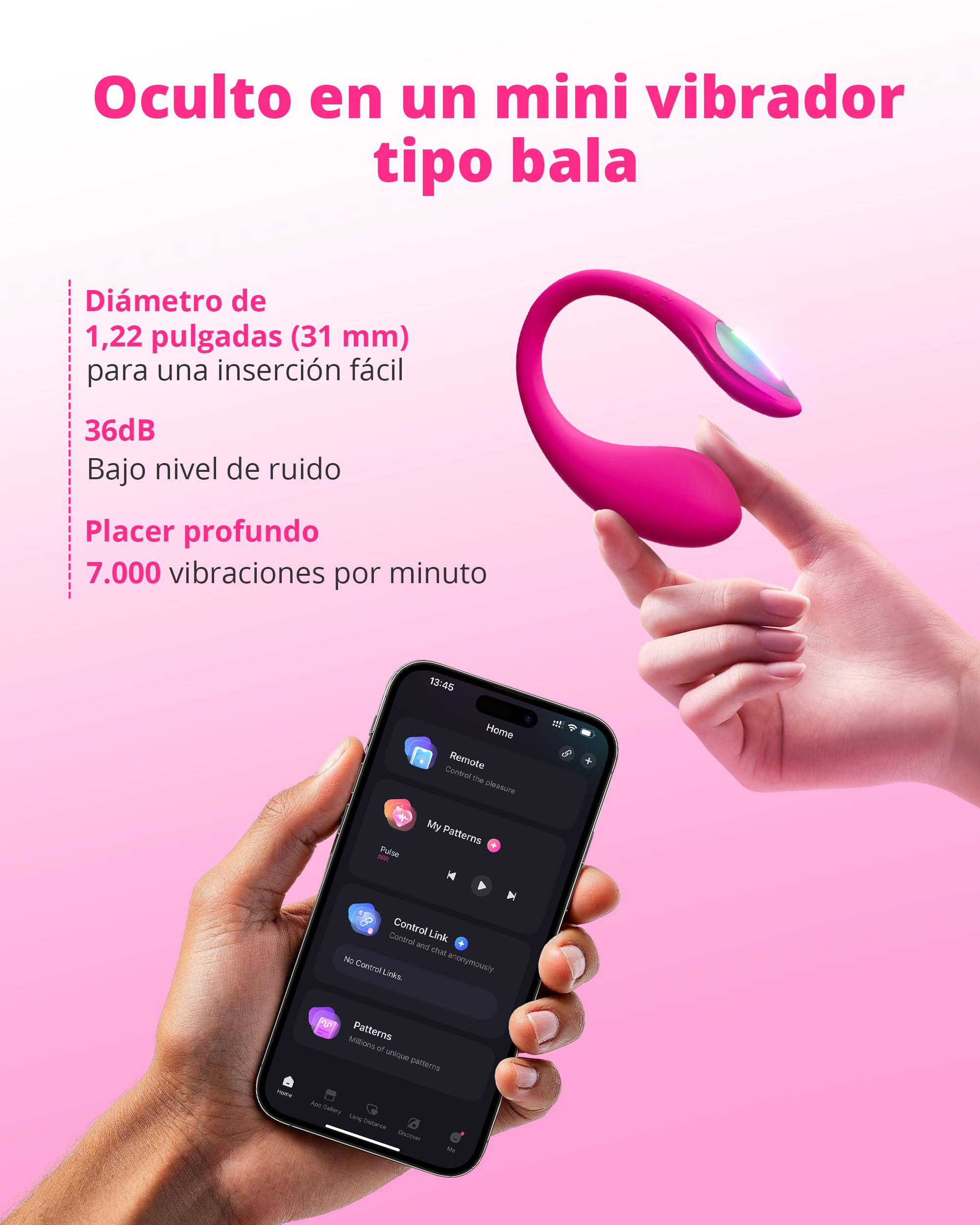 LOVENSE Lush Mini Huevo Vibradorador Mujer con Mando a Distancia Luz LED | Estimulador de Punto G Femenino, Vibradorador Mujer Juguetes Eróticos, Hombre Vibrador Control Remoto App Principiantes, IPX7