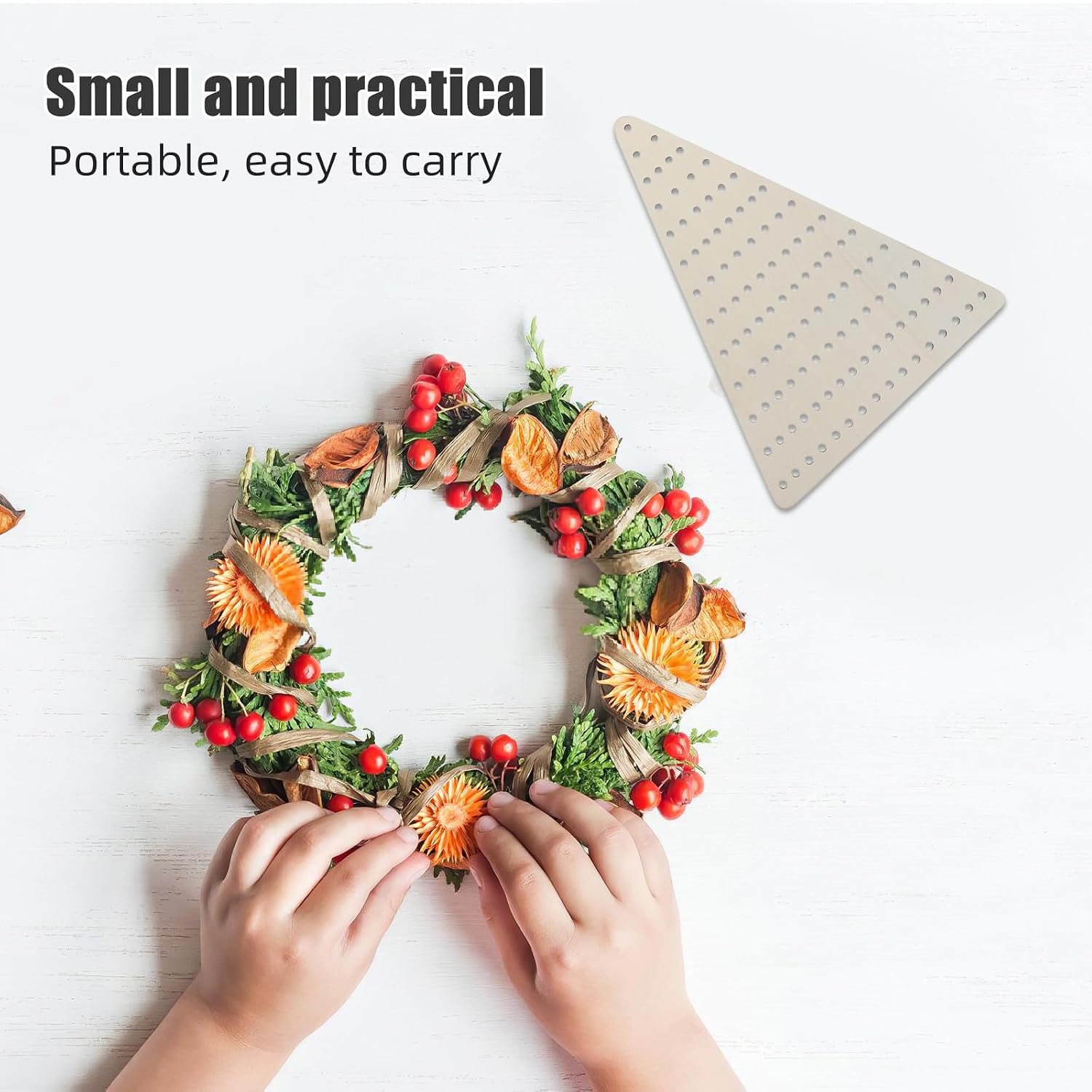 SOESFOUFU 4pcs Wood Wreath Board: 10.6x8" Triangle Wreath Form Frame with Holes for Wedding, Easter Ornaments, Spring Party, Thanksgiving Day Crafts, & Wall Mountable Artworks
