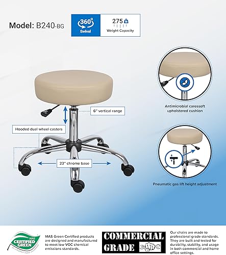 Miniatura 18 de Taburete médico Boss Office Products, cómodo, en color beige, Madera, Negro Negro -,Beige,Gris,https://www.amazon.com/dp/undefined