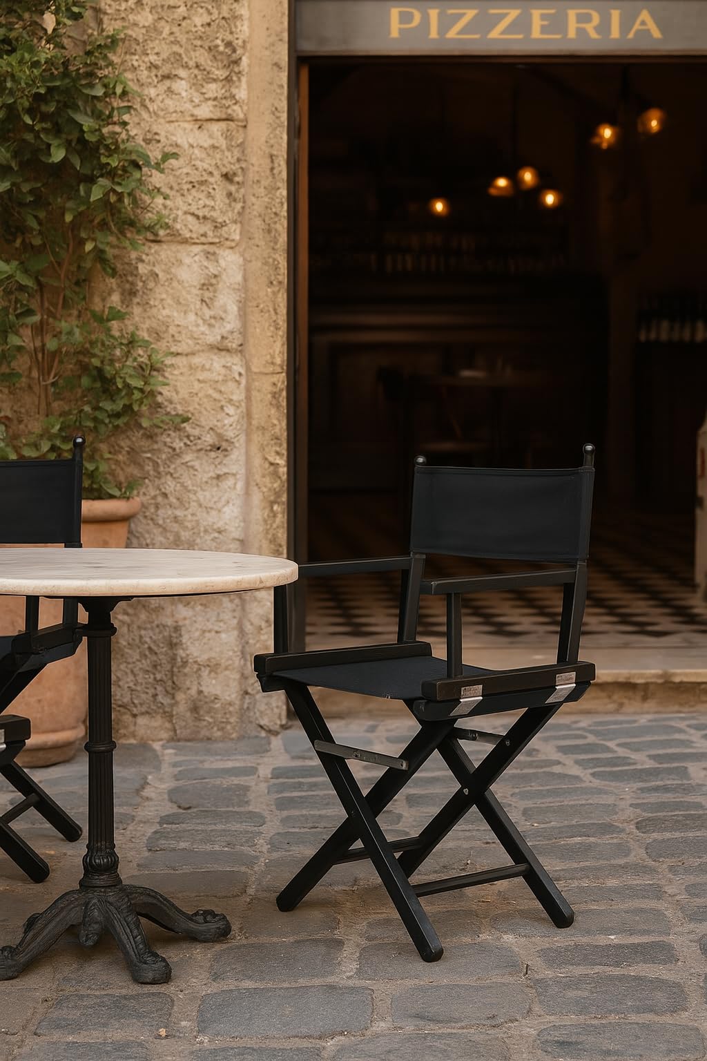 ZStyle Sedia da Regista Pieghevole in Legno, 90 cm di Altezza, 54 cm di Larghezza, 48 cm di Profondità, Nera (Fusto mogano - tela ecrù)