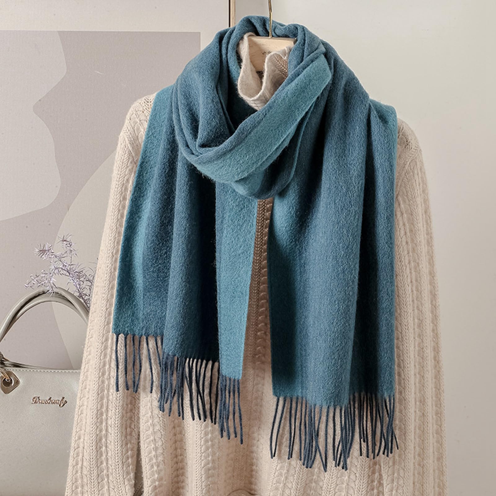 Sciarpa Maschile Lana Inverno Gradiente A Due Colori Scarpa Semplice Calore Invernale Sciarpa