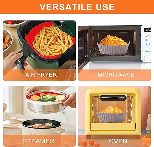 Miniatura 6 de Paquete de 2 forros de silicona para freidora de aire para 3 a 5 cuartos de galón, tazón de cesta de silicona para freidora de aire, reemplazo de