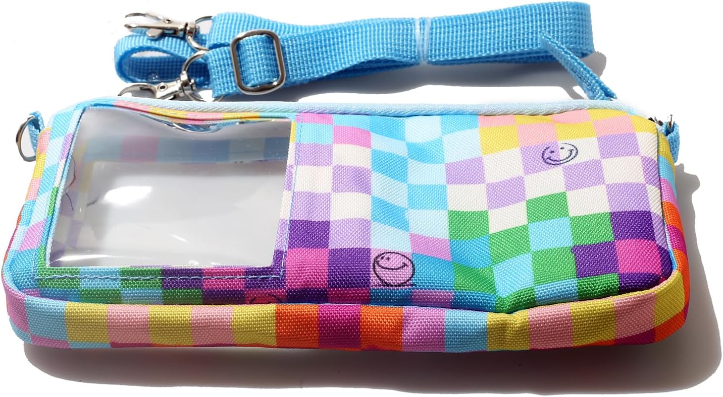 DQL Cute Design Phone case with Lanyard,Neck Phone Holder, Cross Body Phone Case Holder Wallet for Women for Biking, Hiking, Walking (Rainbow Plaid) - Image 4