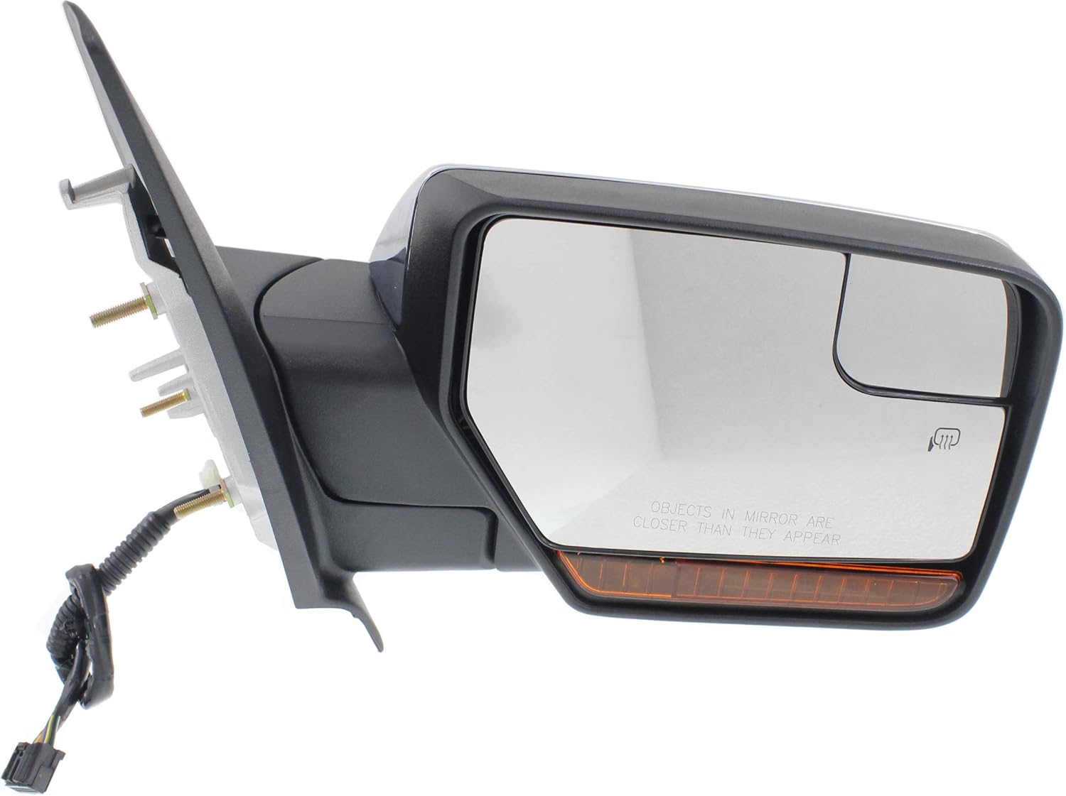 Kool Vue Passenger Side Power Heated Mirror for Ford Expedition 2013-2014 Power Fold With Signal Light, Spotter Glass, Memory & Puddle Lamp Chrome