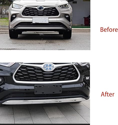 Miniatura 9 de Hyorabyn Accesorios de coche para Toyota Highlander 2020 2021 2022 2023 Protector de parachoques delantero ABS negro (configuración baja)