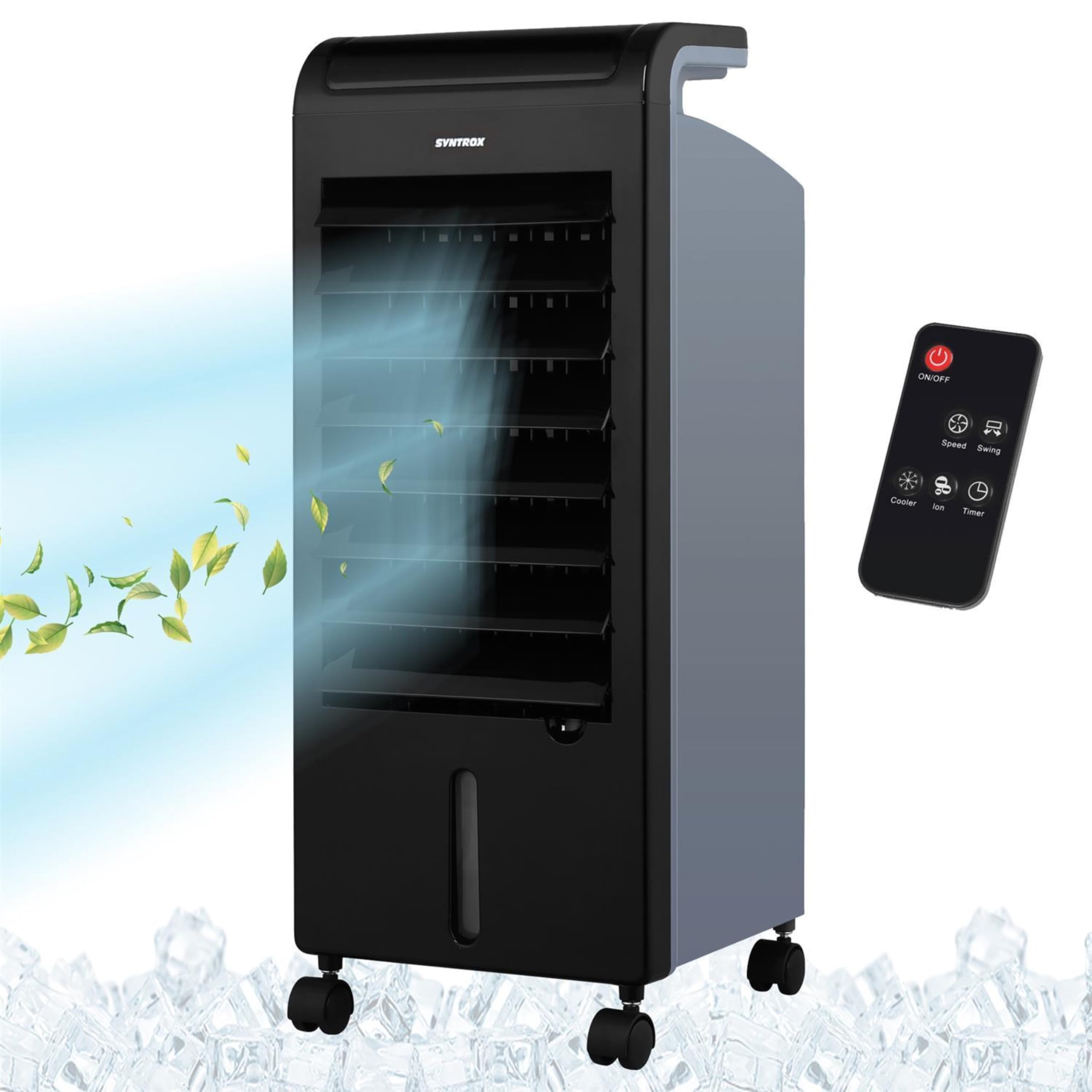 Syntrox Mobiler Luftkühler mit Wasser Soft | Luftbefeuchter | Verdunstungskühler, 80 Watt, 5 Liter Kapazität, Raumluftbefeuchter, Wasserverdunstungskühler, mit Timer