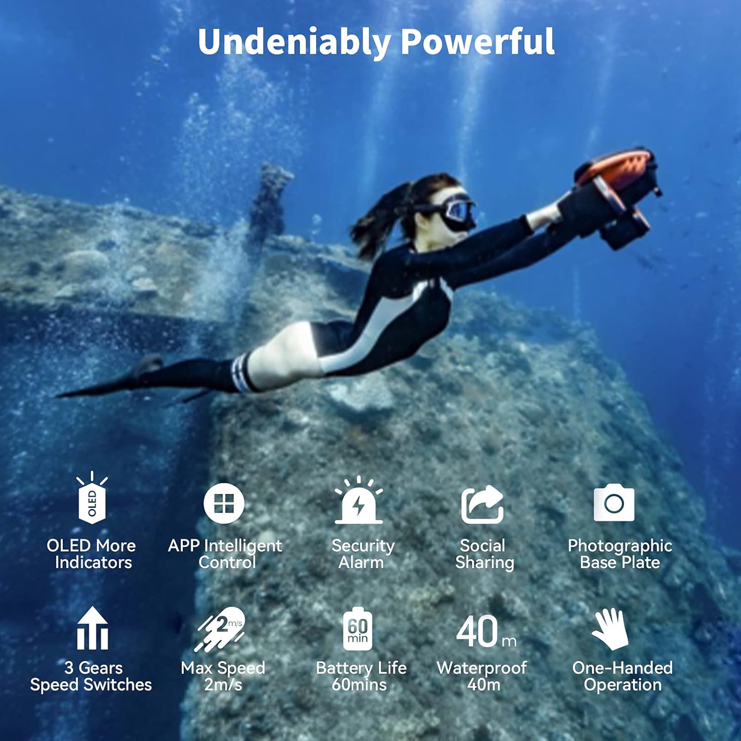 Navbow Plus Smart Underwater Scooter with depth indicator, temperature sensor, compass, camera support, waterproof 40 m for diving and snorkeling and adventures at sea 4 71bUvM5mFjL. AC SL1500
