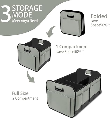 Miniatura 3 de Organizador de maletero de automóvil, organizador de almacenamiento de automóvil con gran capacidad de 70 L, impermeable, plegable y 10 bolsillos,