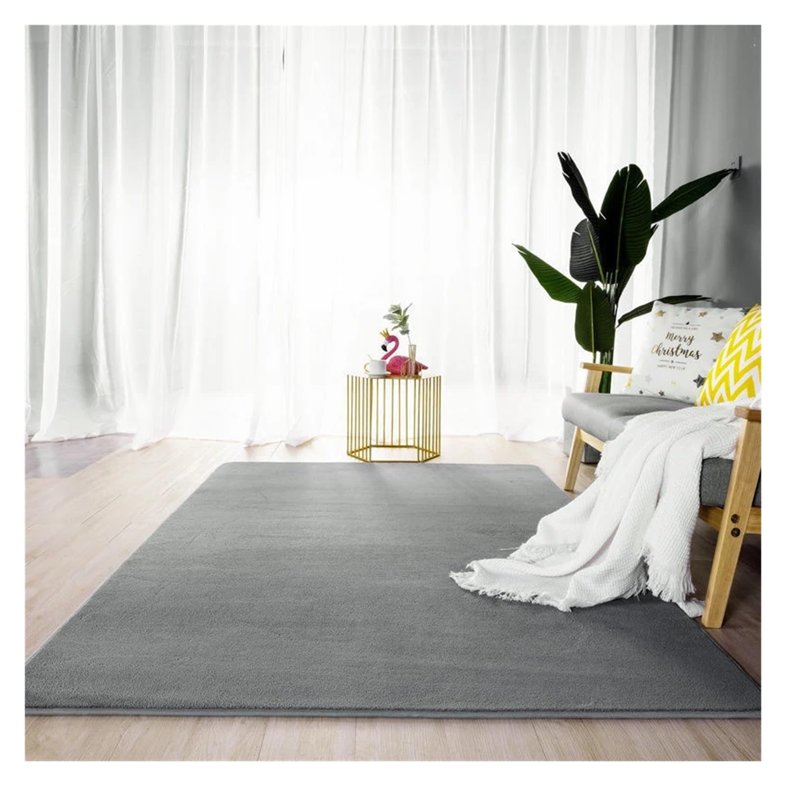 Tapis en velours corail gris foncé 60x90 pour sol de chambre et salon épais