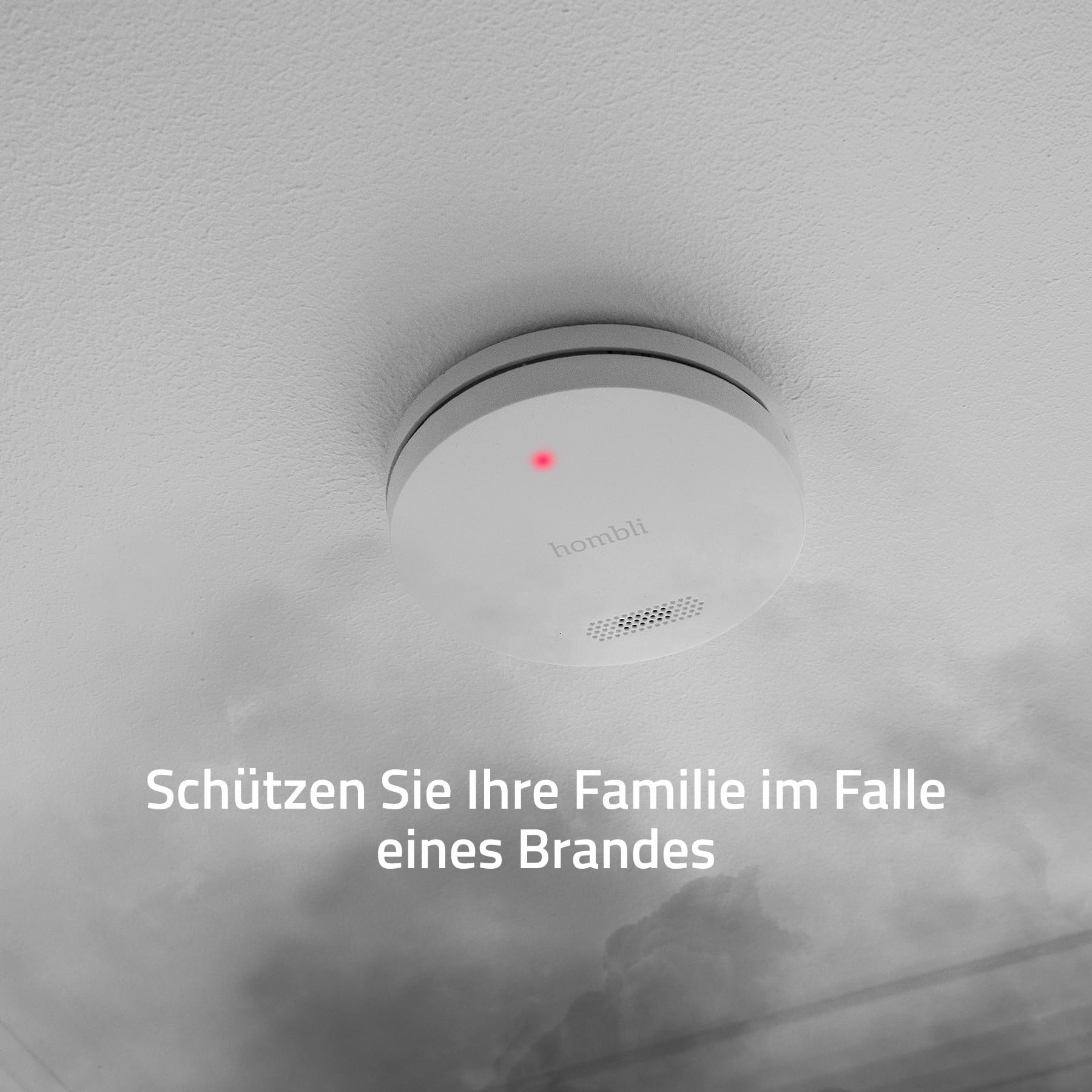 Hombli Rauchwarnmelder, 85 dB Alarm, 10 Jahren Batterielaufzeit, Weiß