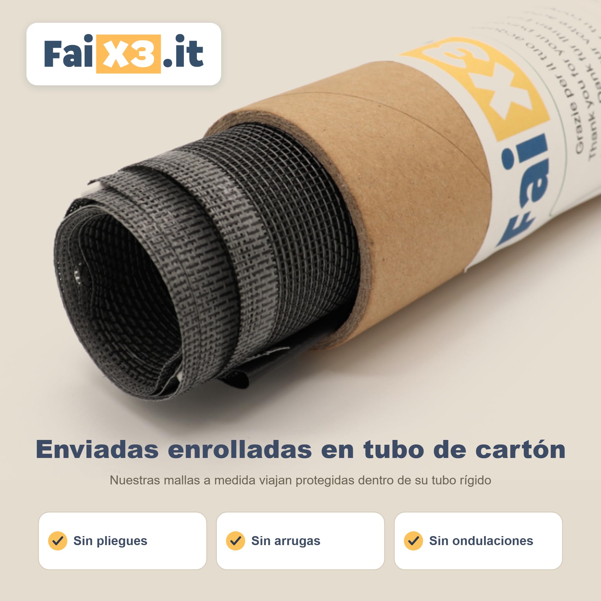 FaiX3.it - Tela Premium SUNOX de Recambio a Medida para Mosquitera Enrollable - Antracita Fotocatalítica - hasta 300 x 260 cm - Autoextinguible