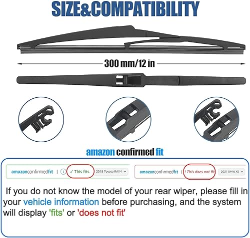 Miniatura 9 de Limpiaparabrisas trasero de 10 pulgadas, limpiaparabrisas trasero de repuesto para Jeep Grand Cherokee 23-22Mazda CX-3 21-16Mini Cooper Clubman