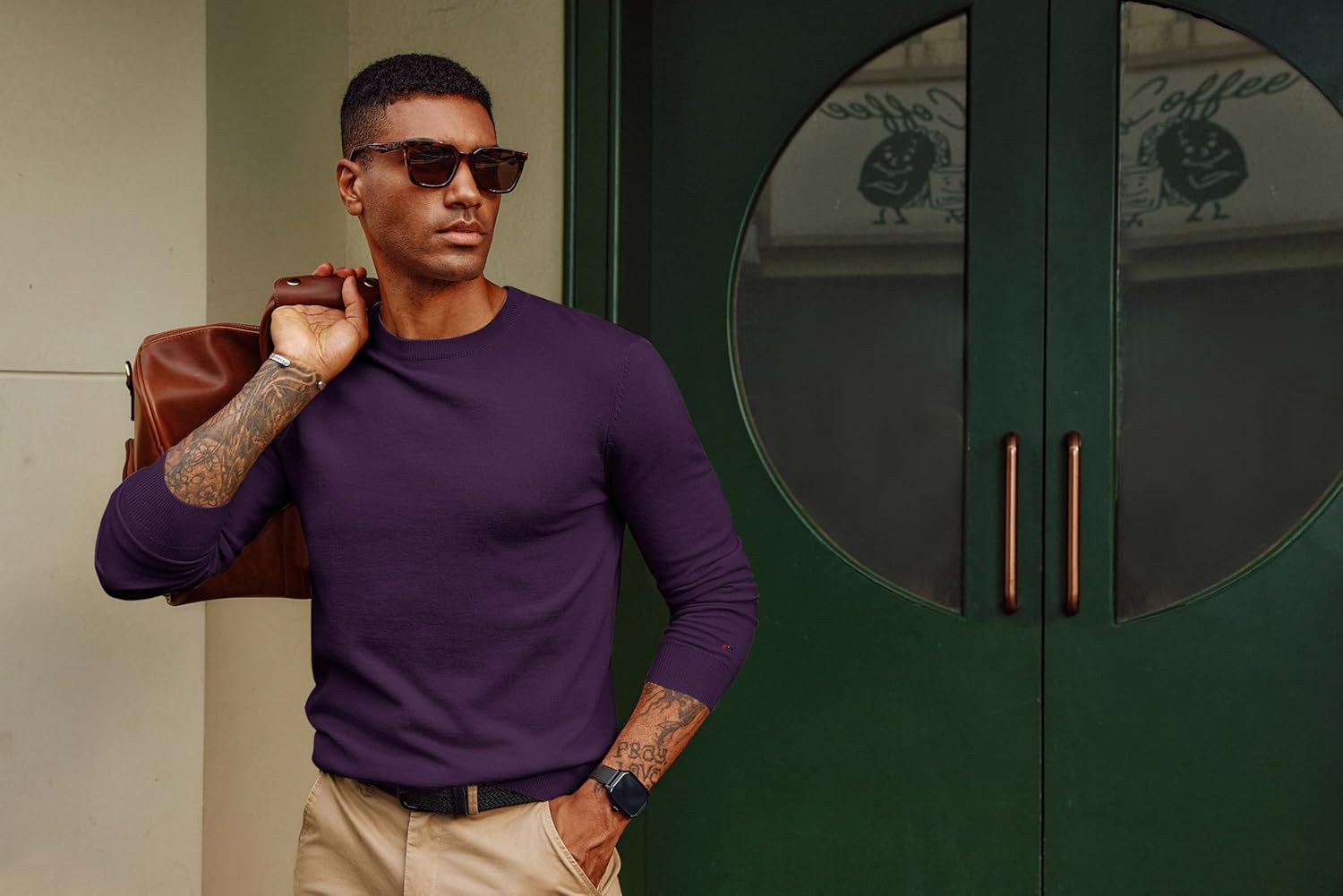 PJ PAUL JONES Men's Sweaters Crewneck Basic Lightweight Wool Blend Knitted Pullover Long Sleeve Shirts for Men - Image 3