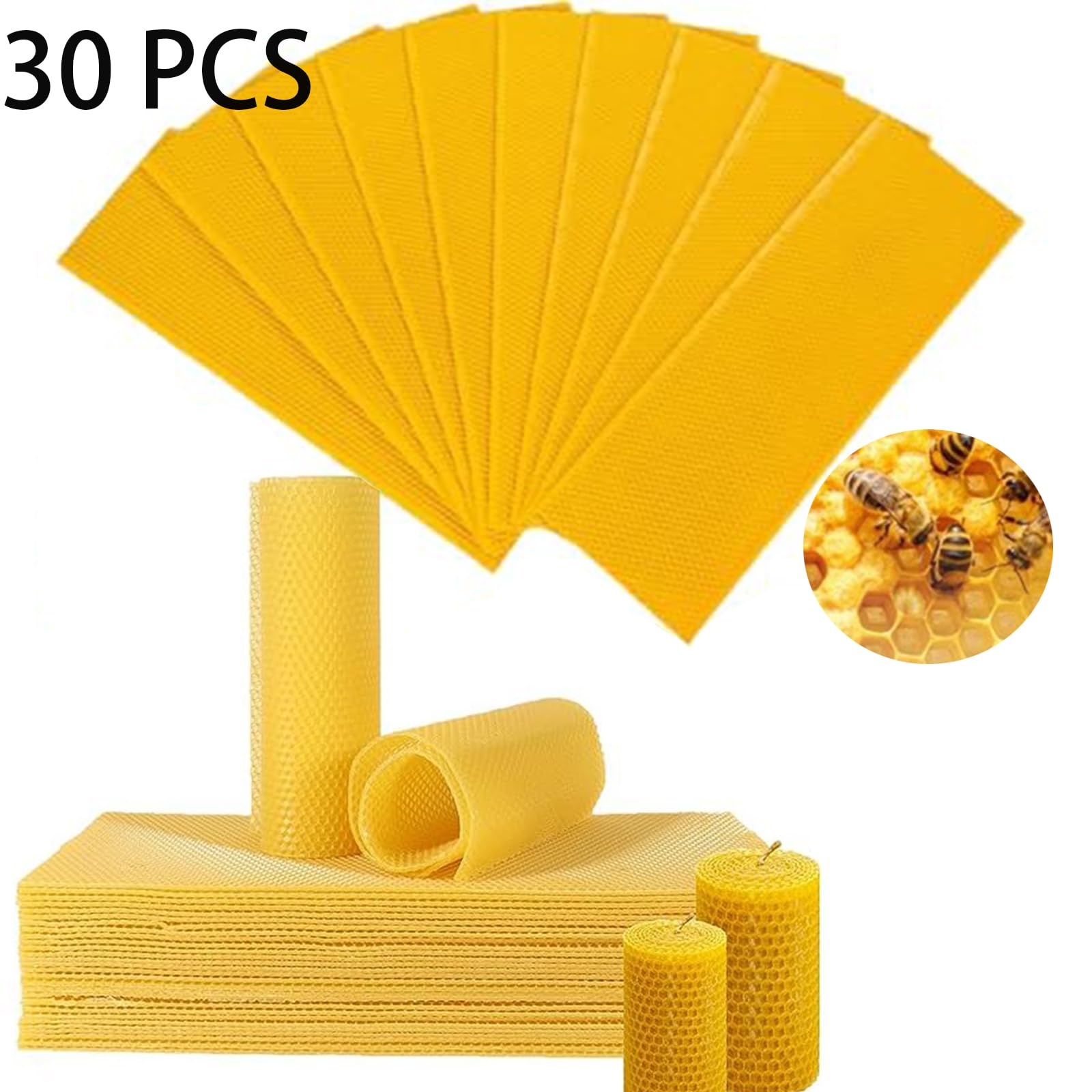 ZffXH 30 piezas de de cera de panal, láminas de base for colmenas, base de apicultura, equipo for colmena de miel, suministros for abejas, base de cera, panal de abeja