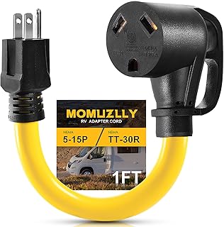 30 Amp to 110 Volt RV Power Adapter Cord, 15 Amp/20 Amp to 30Amp NEMA 5-15P Male Household Plug to TT-30R Female RV Electrical Power Adapter, Heavy Duty for RV Camper Caravan Van Trailer, ETL Listed
