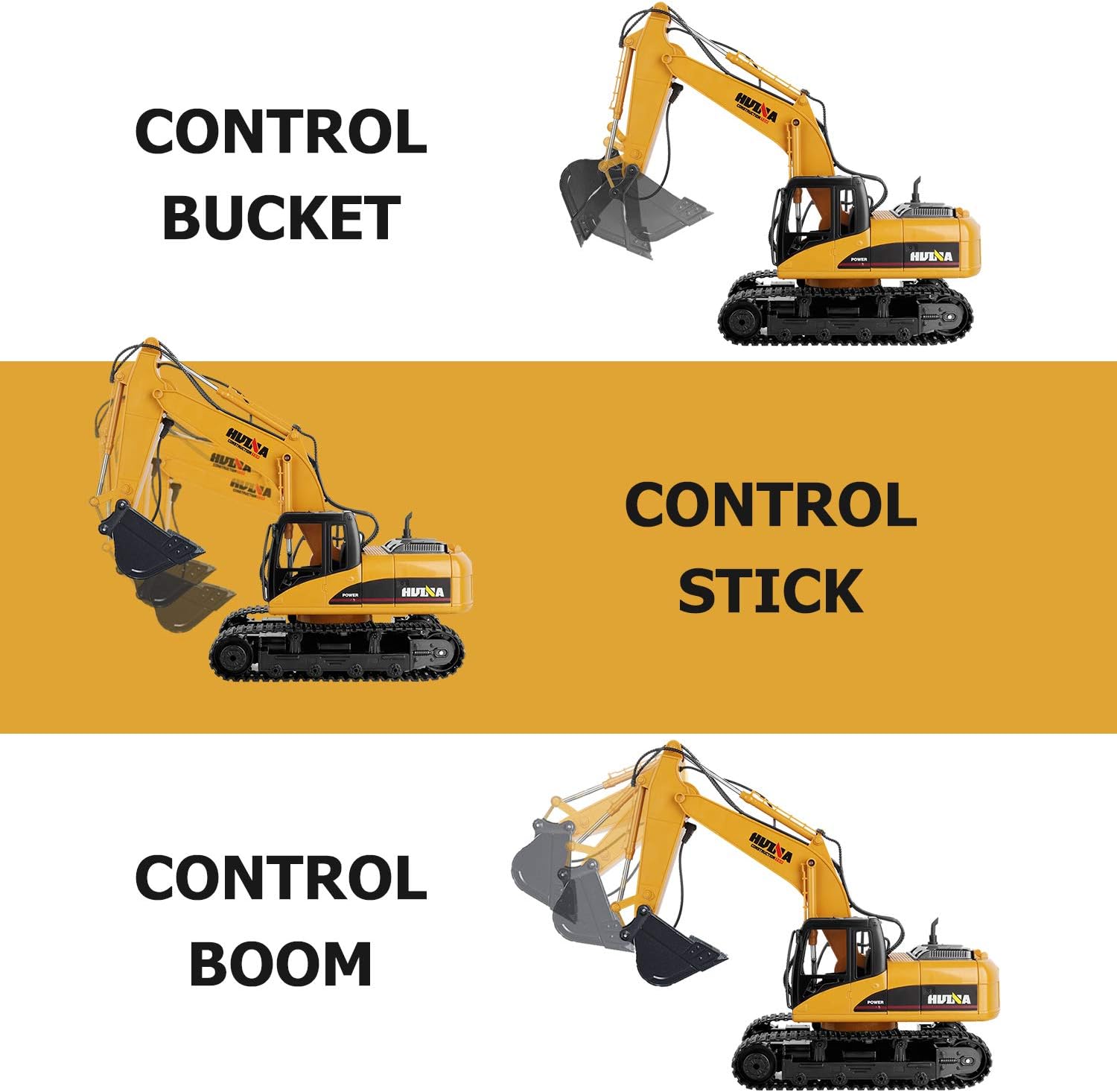 AOKESI Remote Control Excavator, 16 Channel Full Functional RC Construction Excavator with 2.4G Transmitter, Three in One Accessories Excavator Truck with Realistic Sound&Light