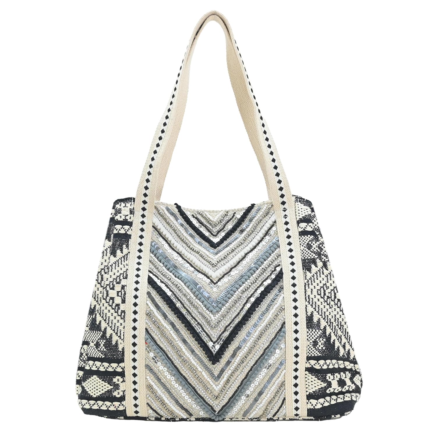 Spacious and Stylish Handbag with Button Closure | Made of Cotton Material | For Daily and Office Use | Ladies Handbag Purse For Daily & Office Use | Double Shoulder Straps-image-24