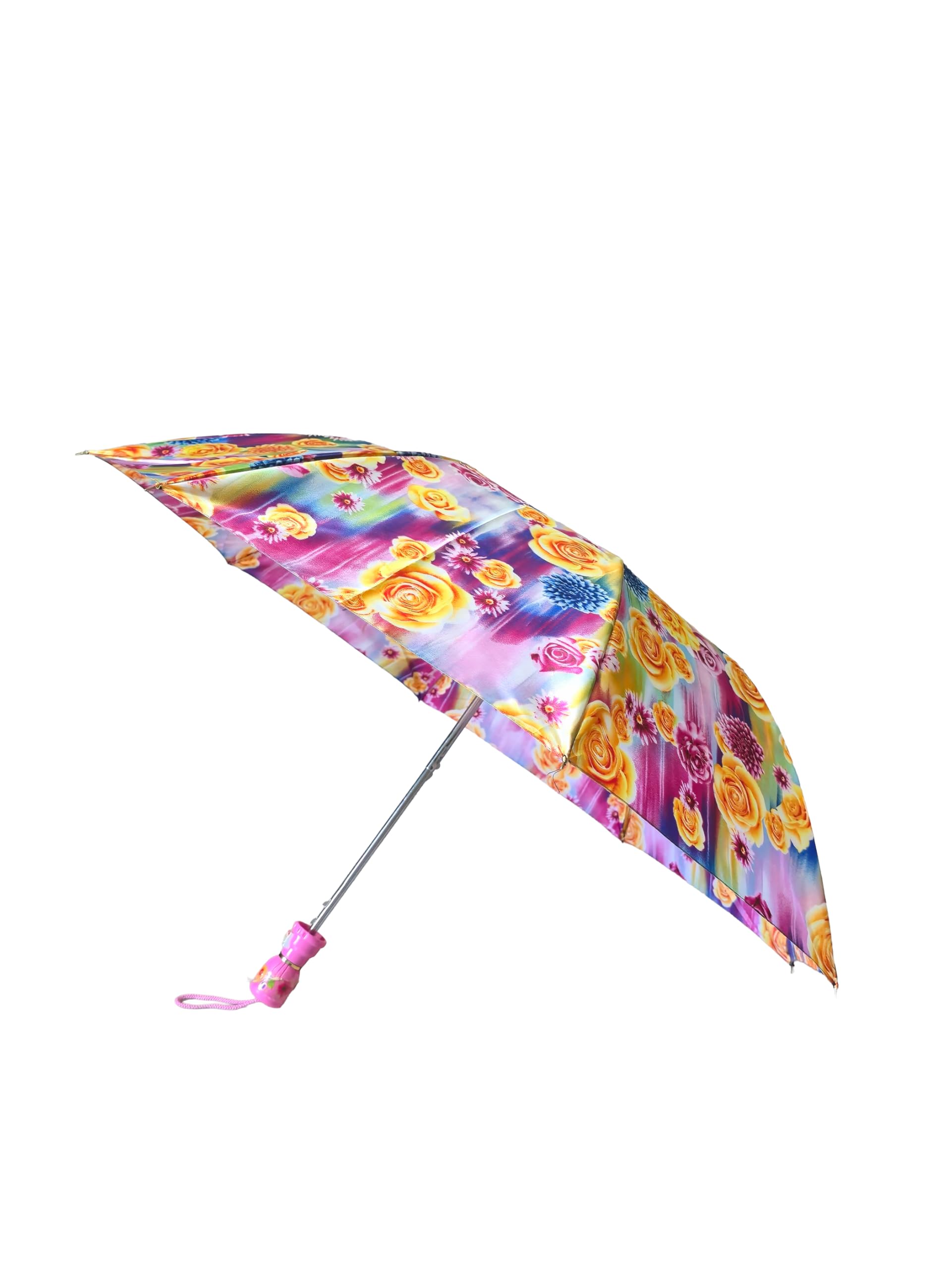 VB 2-Fold Automatic Umbrella, Compact Folding Travel Umbrella with Adorable Print, Automatic Open, UV safe, Lightweight & Windproof Umbrellas for Women, Girls (MULTI GOLDEN FLOWER)-image-6