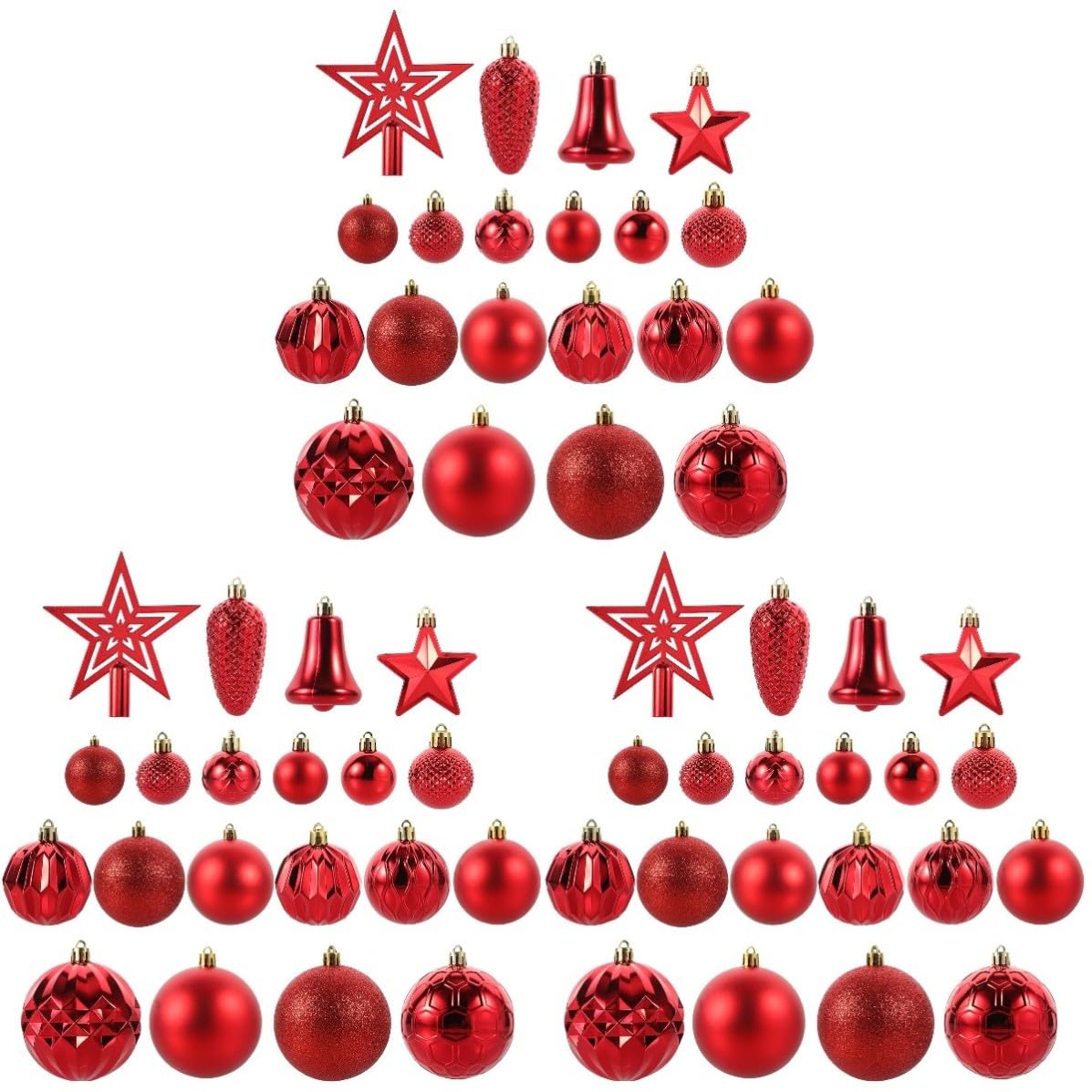 FRCOLOR 135 Pièces Étoile de Sapin de Noël en Plastique Rouge pour