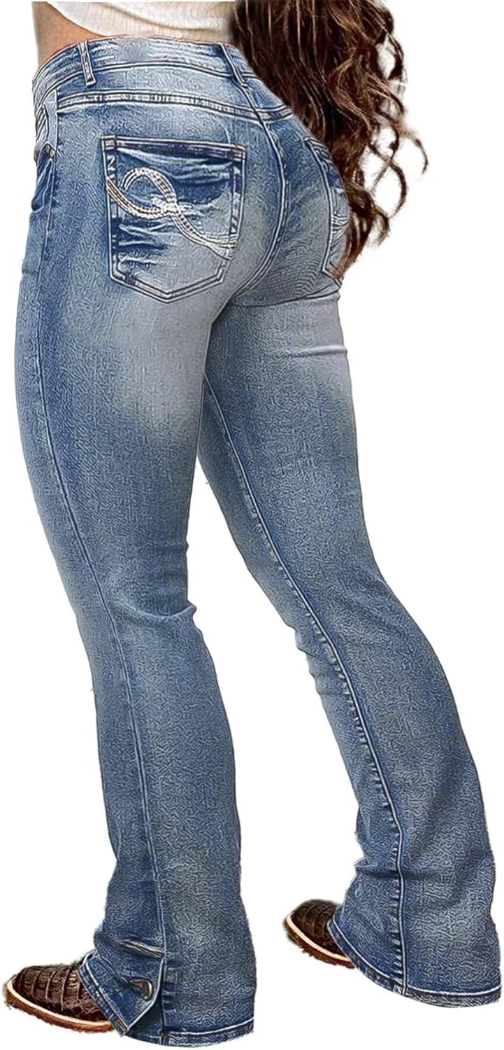 Flamingals Butt Lifting Bootcut Jeans Stretchy Casual Fall Winter Trendy Flare Leg Jeans for Women