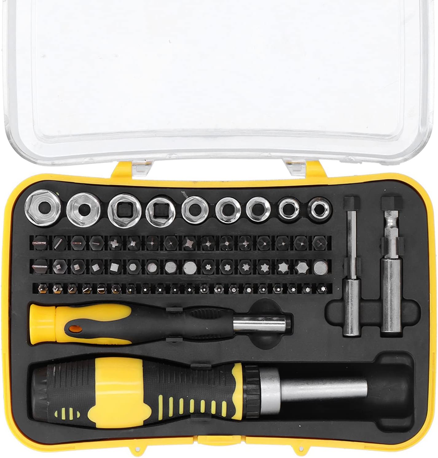 65-Piece Ratcheting Screwdriver Set, Precision Screwdriver Bit Set Professional Repair Tool Kit with Storage Case for Home, Garage, Office, Apartment, Dorm, Back to School, Bike, Electronics Projects