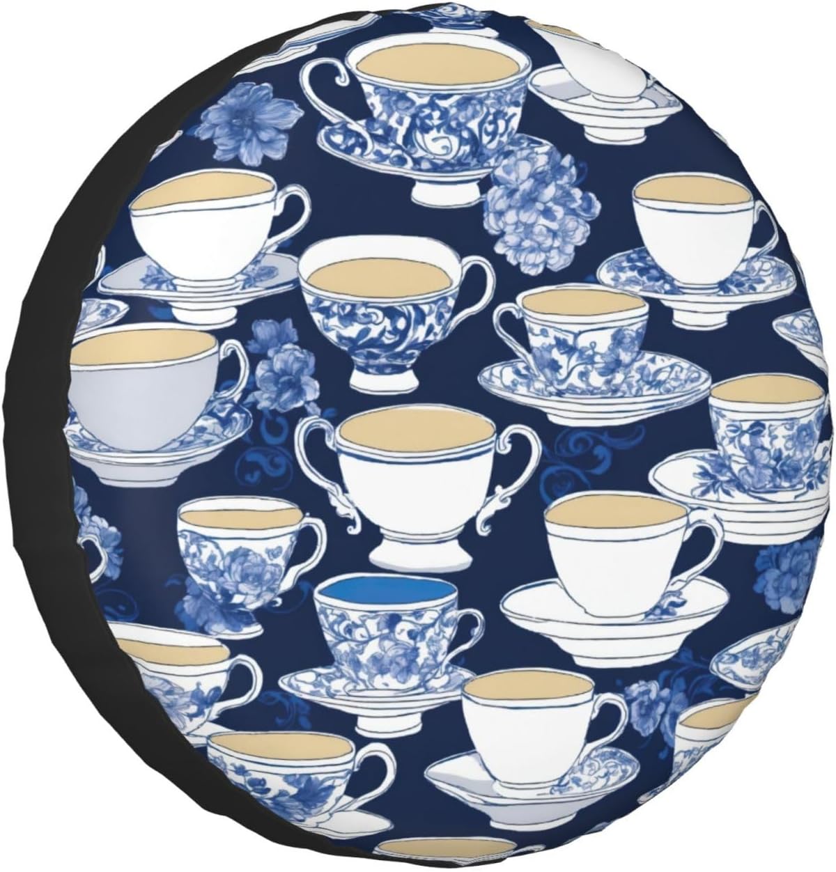 Hand Drawn Teapots and Cups Print Tire Cover Universal Spare Wheel for Trailer Rv SUV Truck Camper Travel Accessories