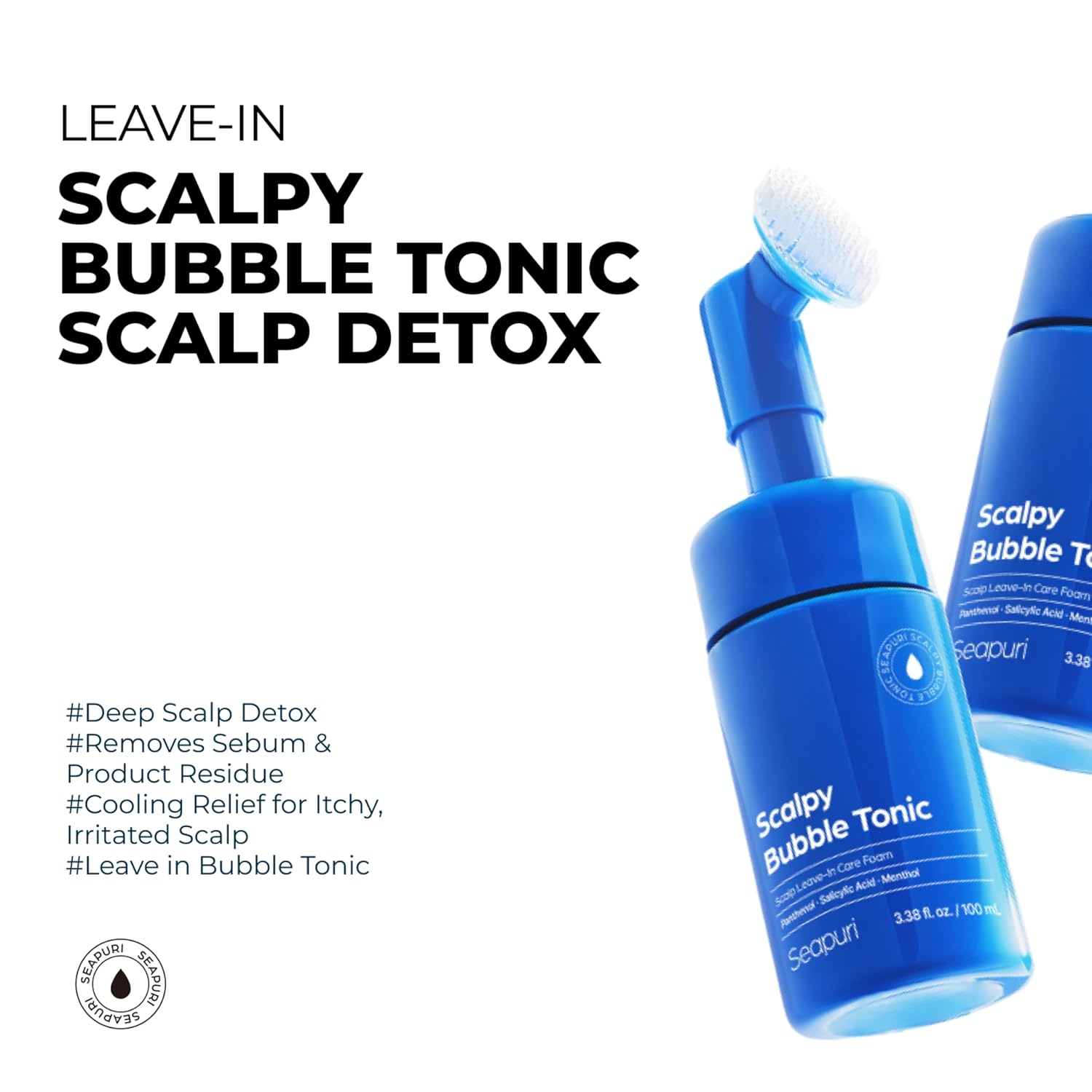Seapuri Scalpy Bubble Tonic for Dry & Itchy Scalp Treatment | Hair Growth & Thickening | for both Men & Women | Combats Hair Loss & Thinning | Salicylic Acid, Menthol, Dexpanthenol