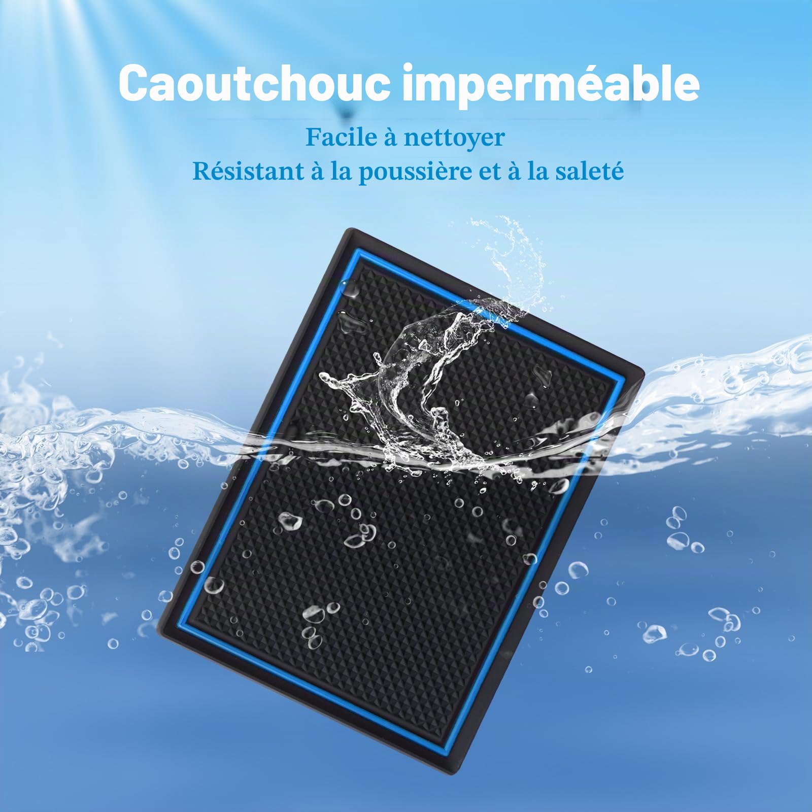 Tapis Anti-dérapants Compatible avec Renault Austral E-Tech Hybrid 2022-2024, Renault Austral Tapis en Caoutchouc pour Accoudoir, Console Centrale, Porte-Gobelet, Rainure de Porte (Bleu)