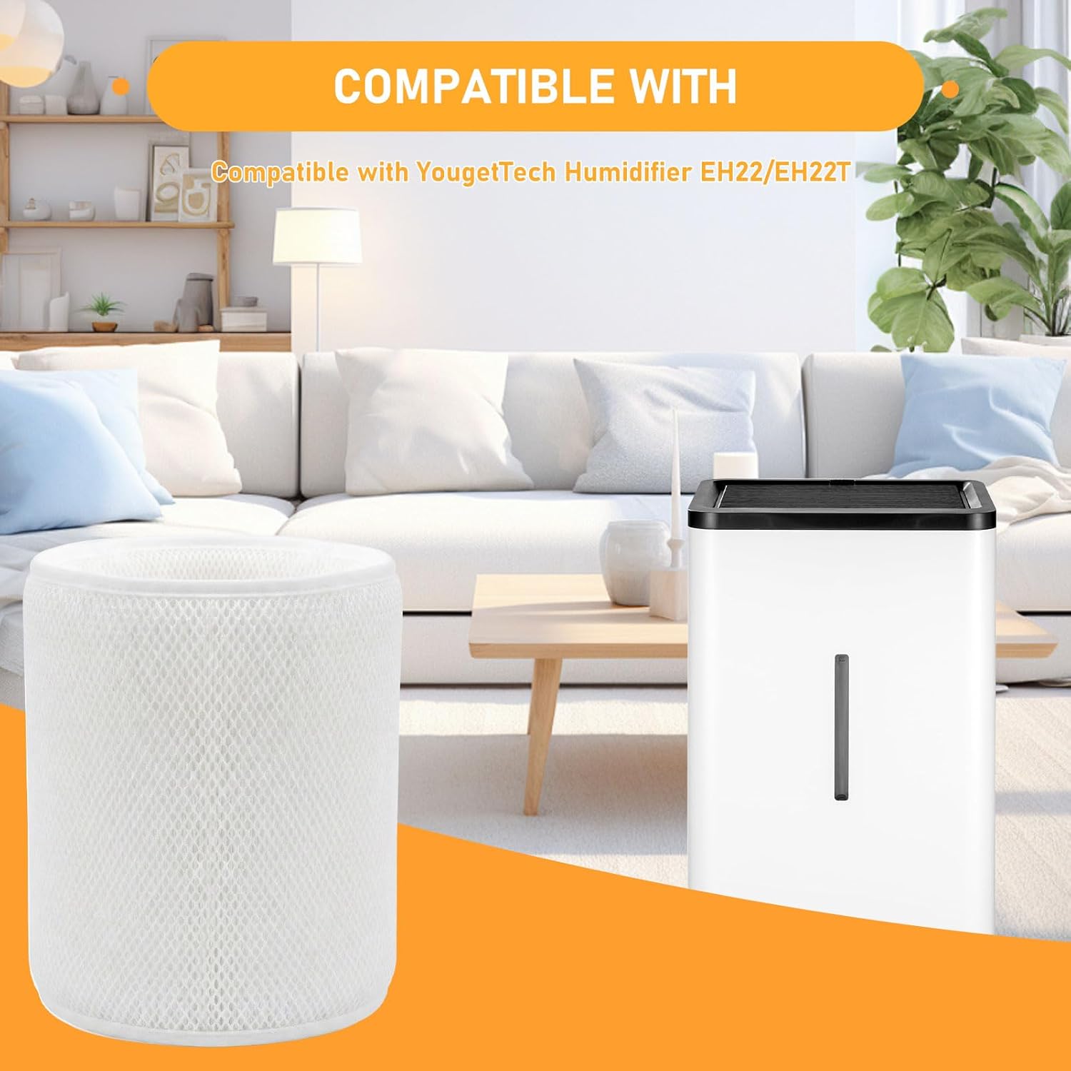 EH22 EH22T Humidifier Wicking Filters Replacement Compatible with YougetTech Humidifier EH22/EH22T Cool Mist Humidifiers, 2 Pack